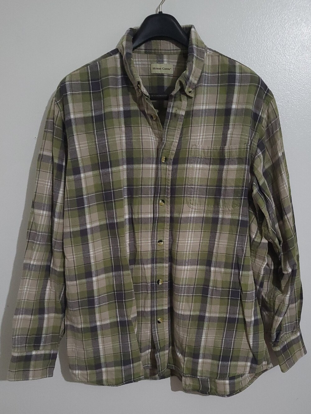 Hobbs Creek Green & Grey Plaid Flannel Shirt Size XL